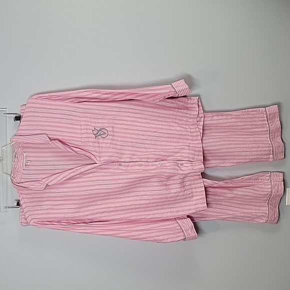 Victoria's Secret Pink Silver Stripe Cotton Modal Pajama Set 2pc size Large - Picture 1 of 10